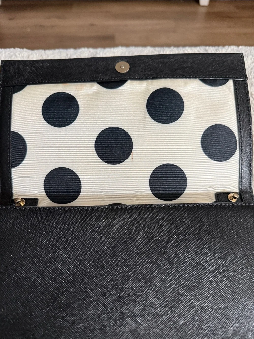 kate spade Black Saffiano Leather Card Holder with Gold Logo
